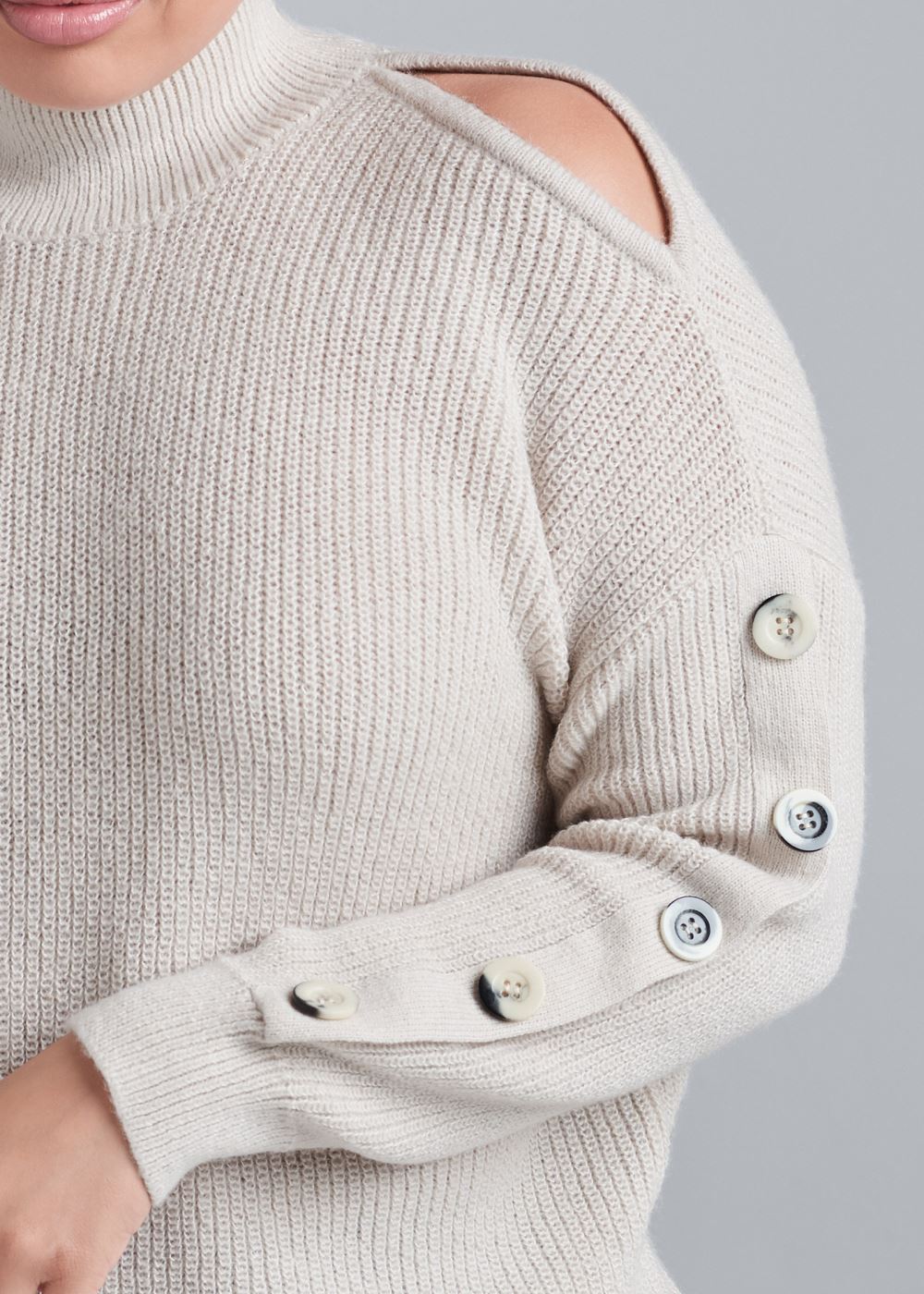Venus Plus Size Cold-Shoulder Sweater in Cream