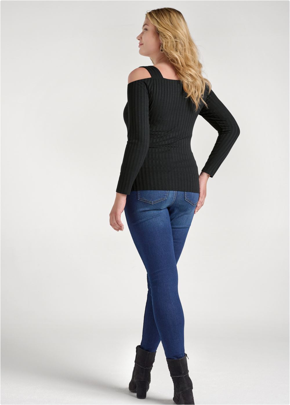Venus Plus Size Cold-Shoulder Ribbed Top