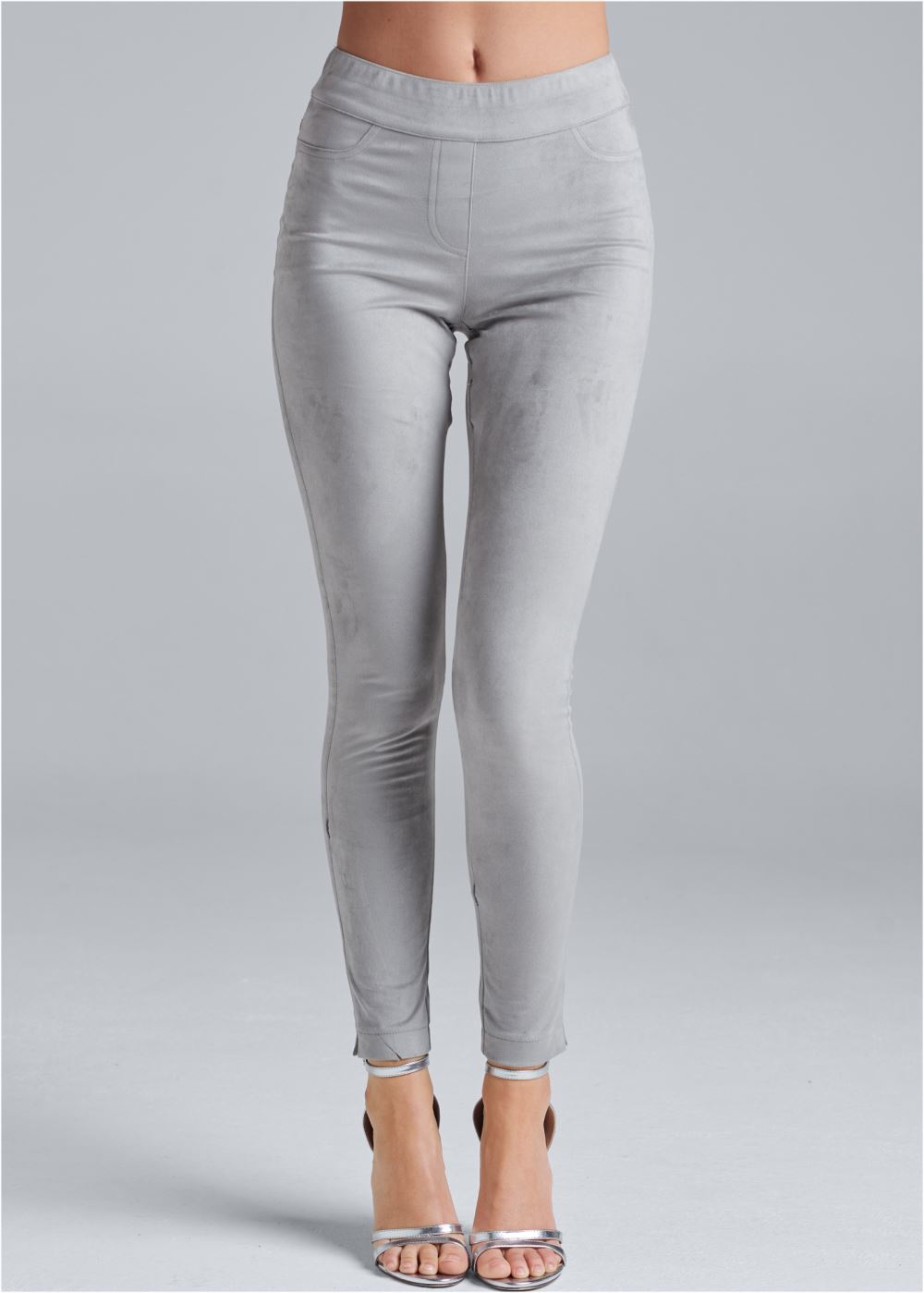 Venus Grey Pull-On Faux-Suede Skinny Pants