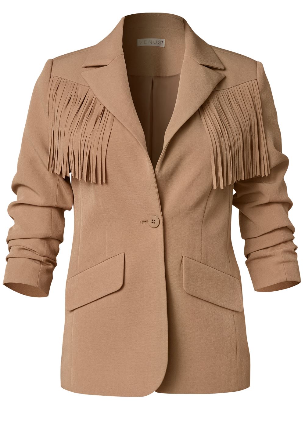 Venus Camel FRINGE SUITING BLAZER