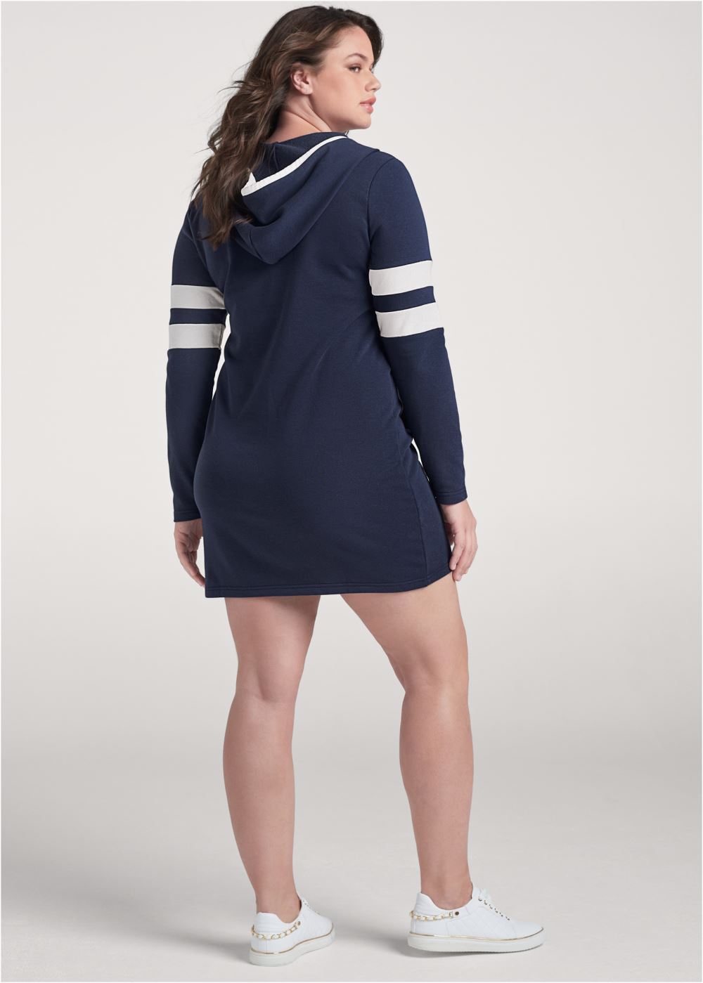 Venus Plus Size Striped Zipper Front Dress