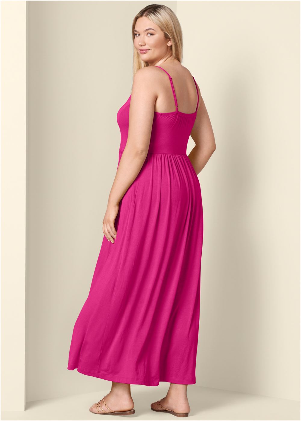 Venus Plus Size Button-Front Maxi Dress