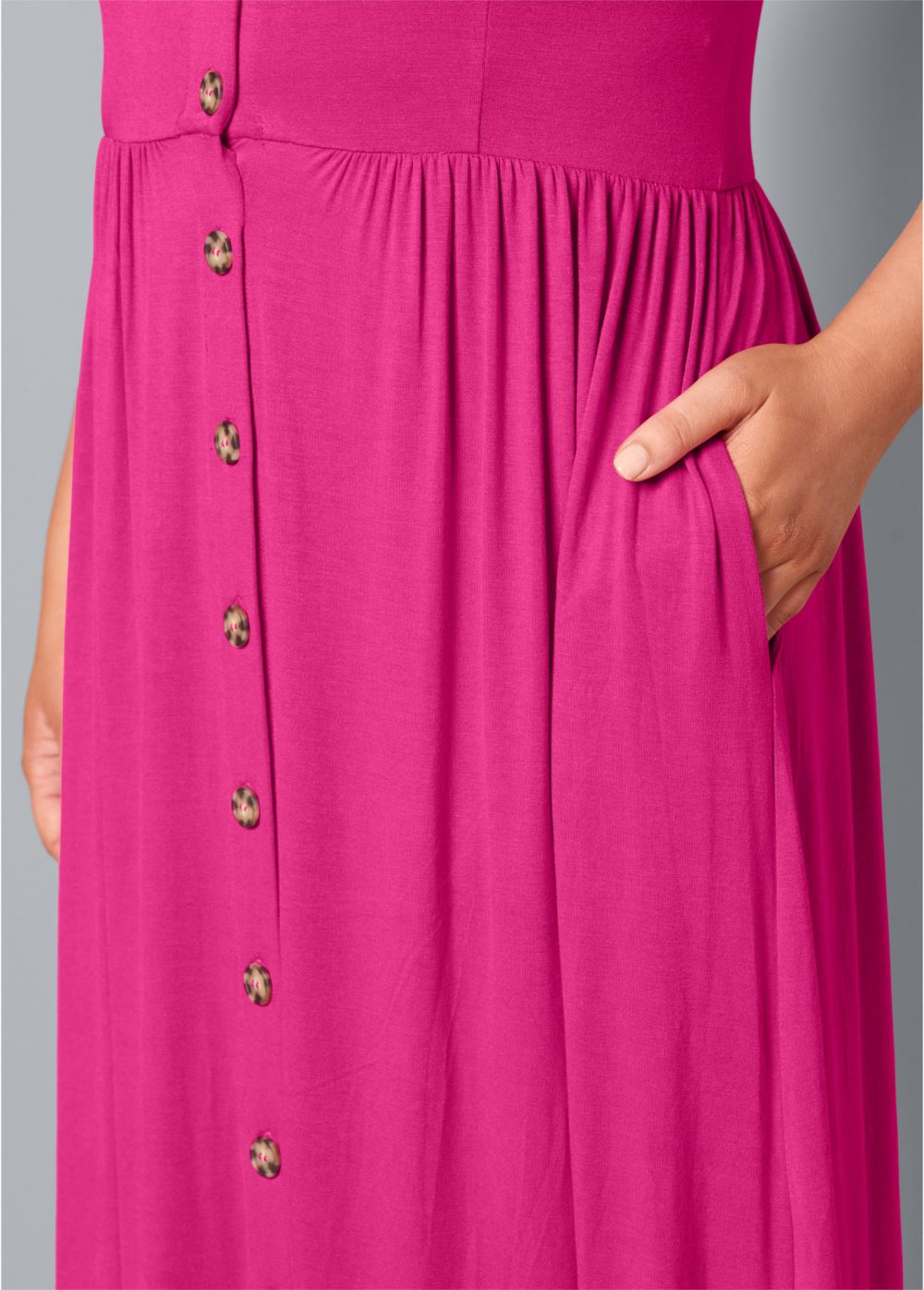 Venus Plus Size Button-Front Maxi Dress