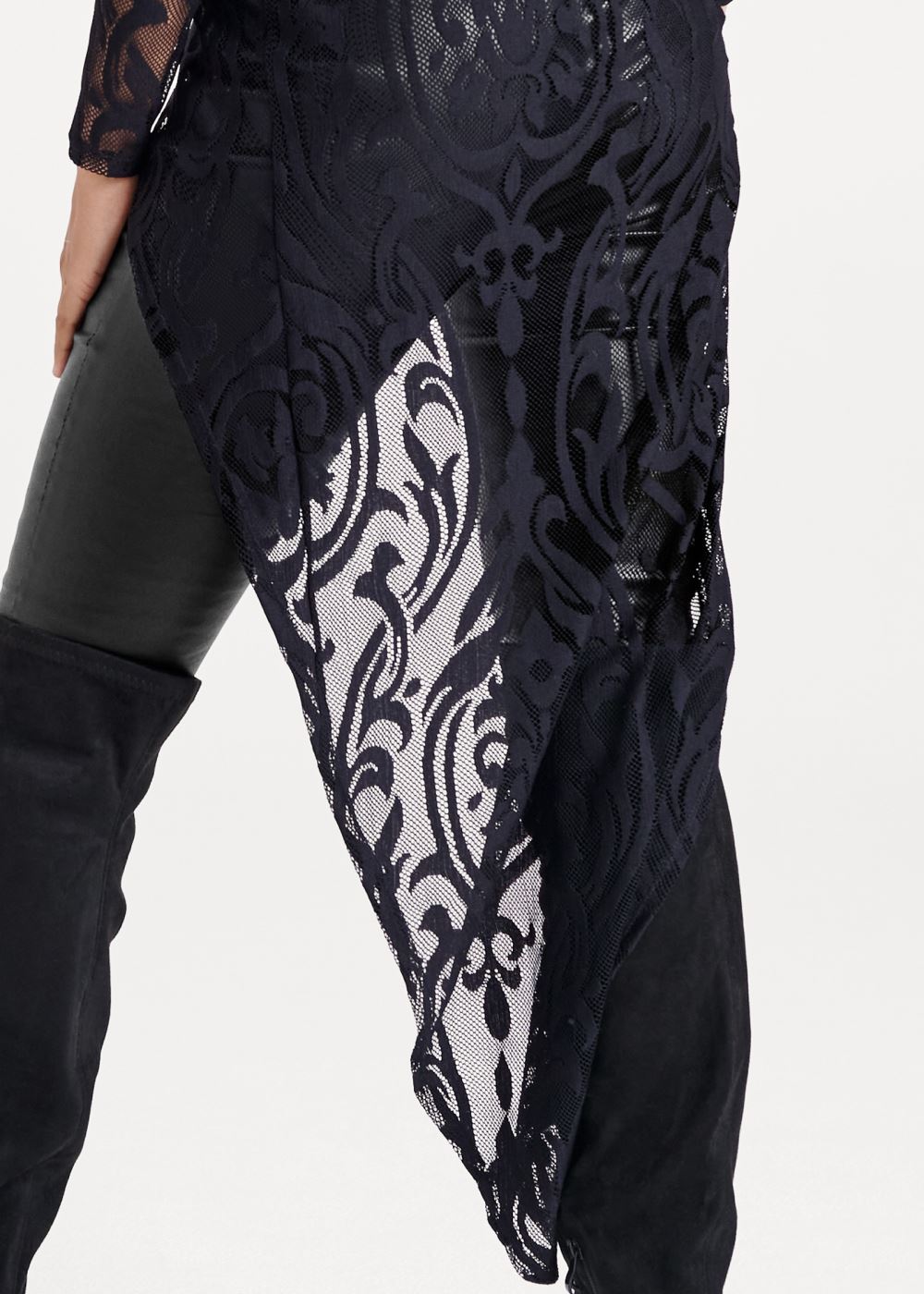 Venus Plus Size Lace Cutout Front Maxi Top