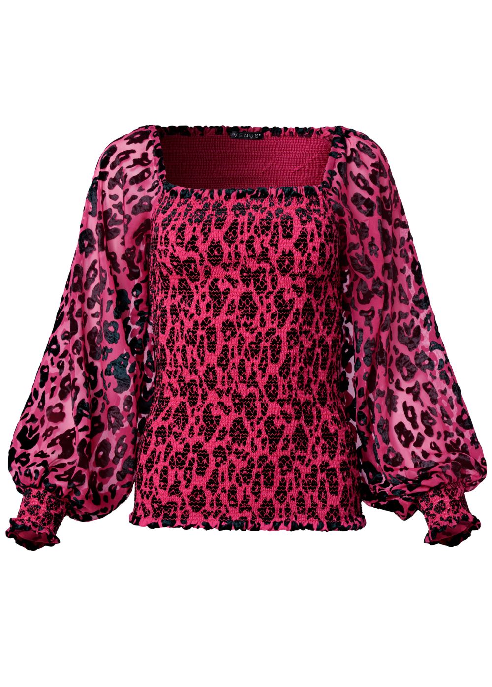 Venus Plus Size Leopard Burnout Top
