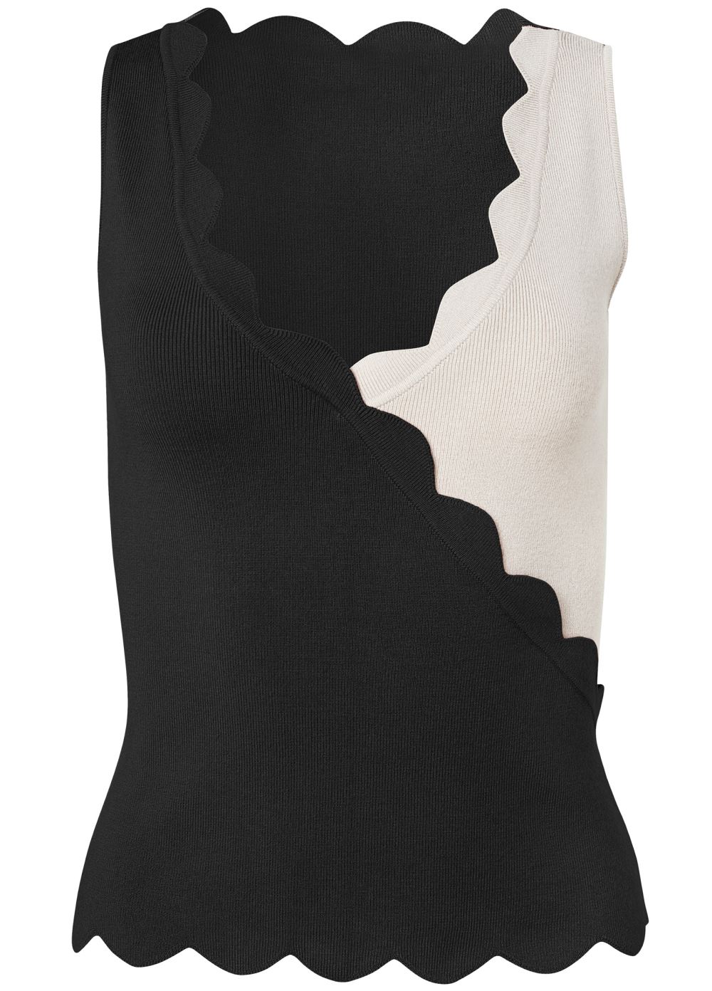 Venus Plus Size Color Block Tank Sweater in Black & Off White