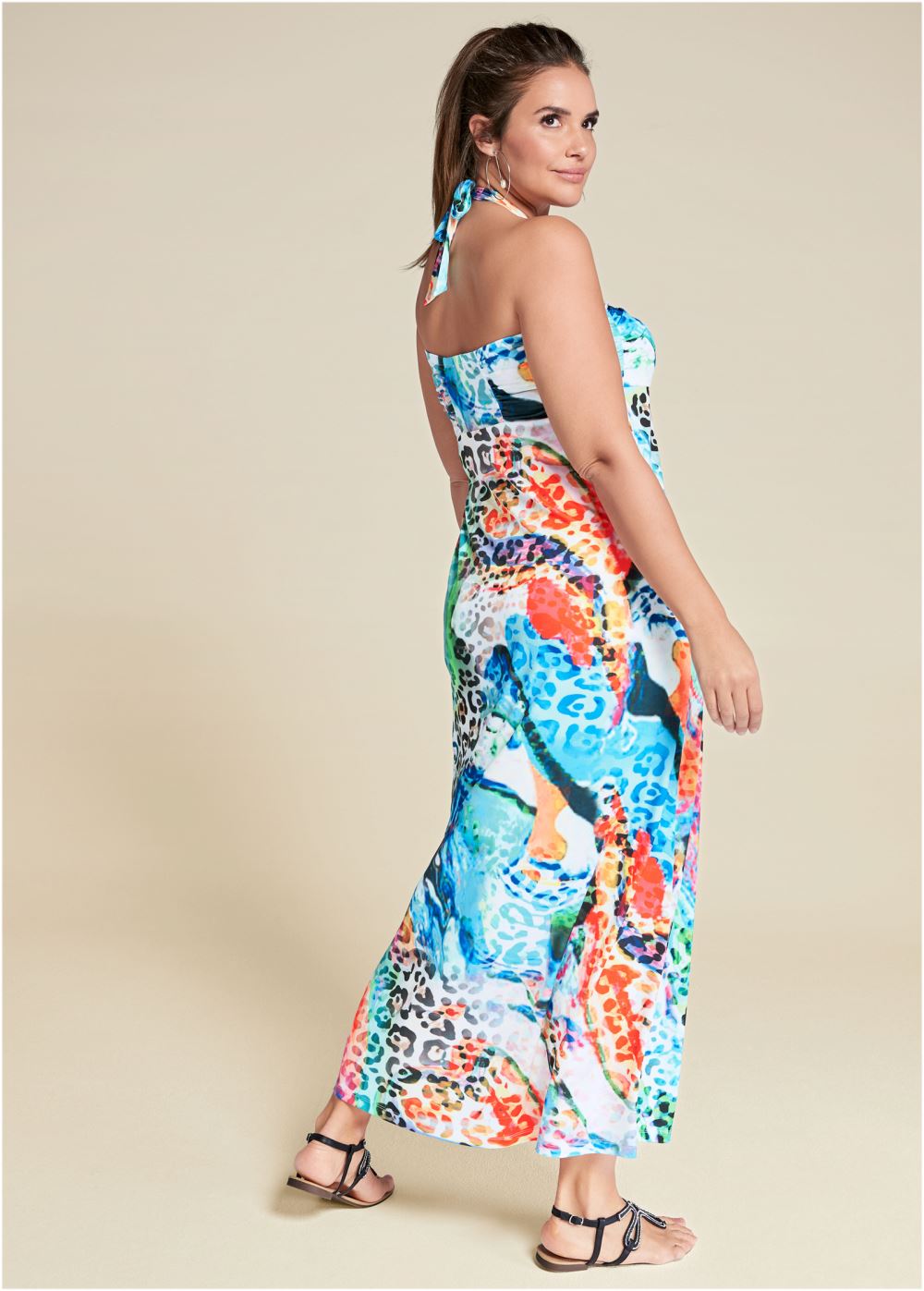 Venus Plus Size Printed Halter Dress