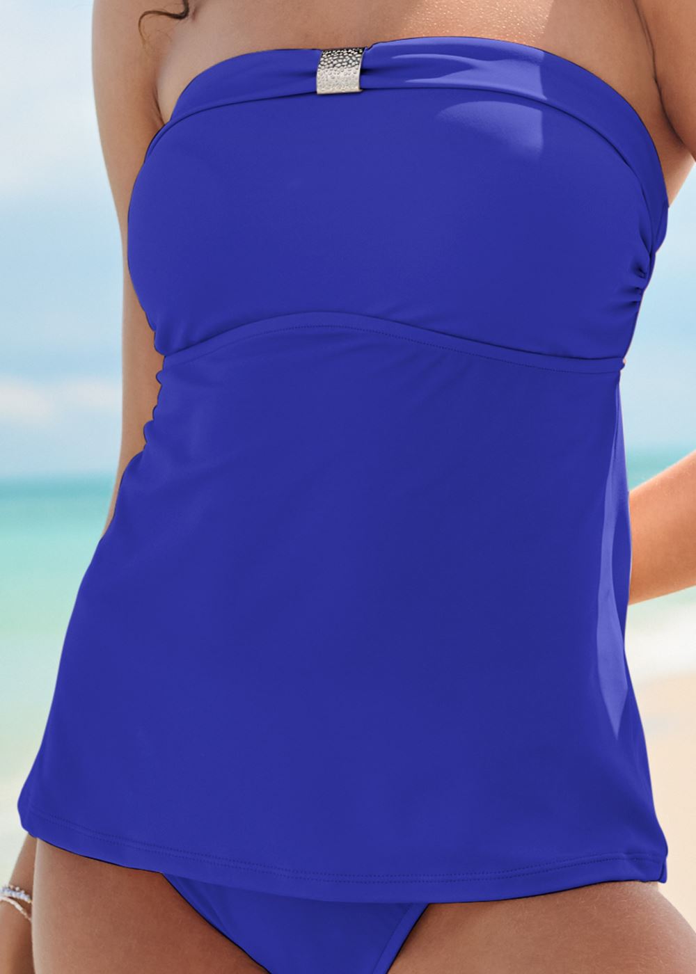 Venus Plus Size Goddess Bandeau Tankini Top Bikini - Cobalt Blue