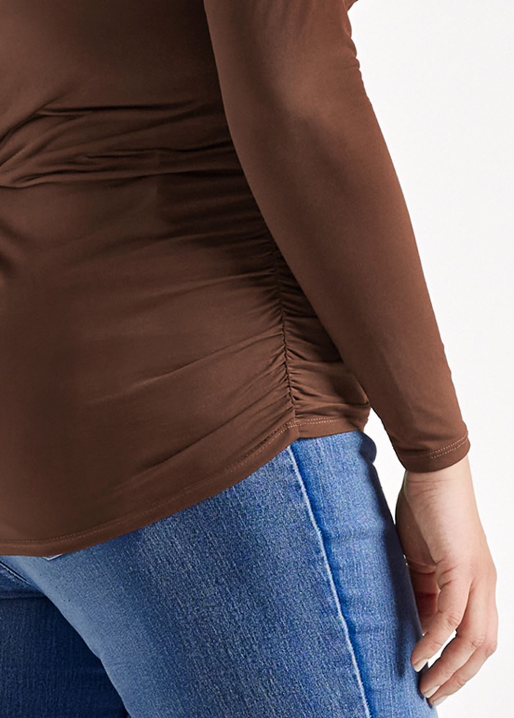 Venus Brown SNAP FRONT COLLARED TOP