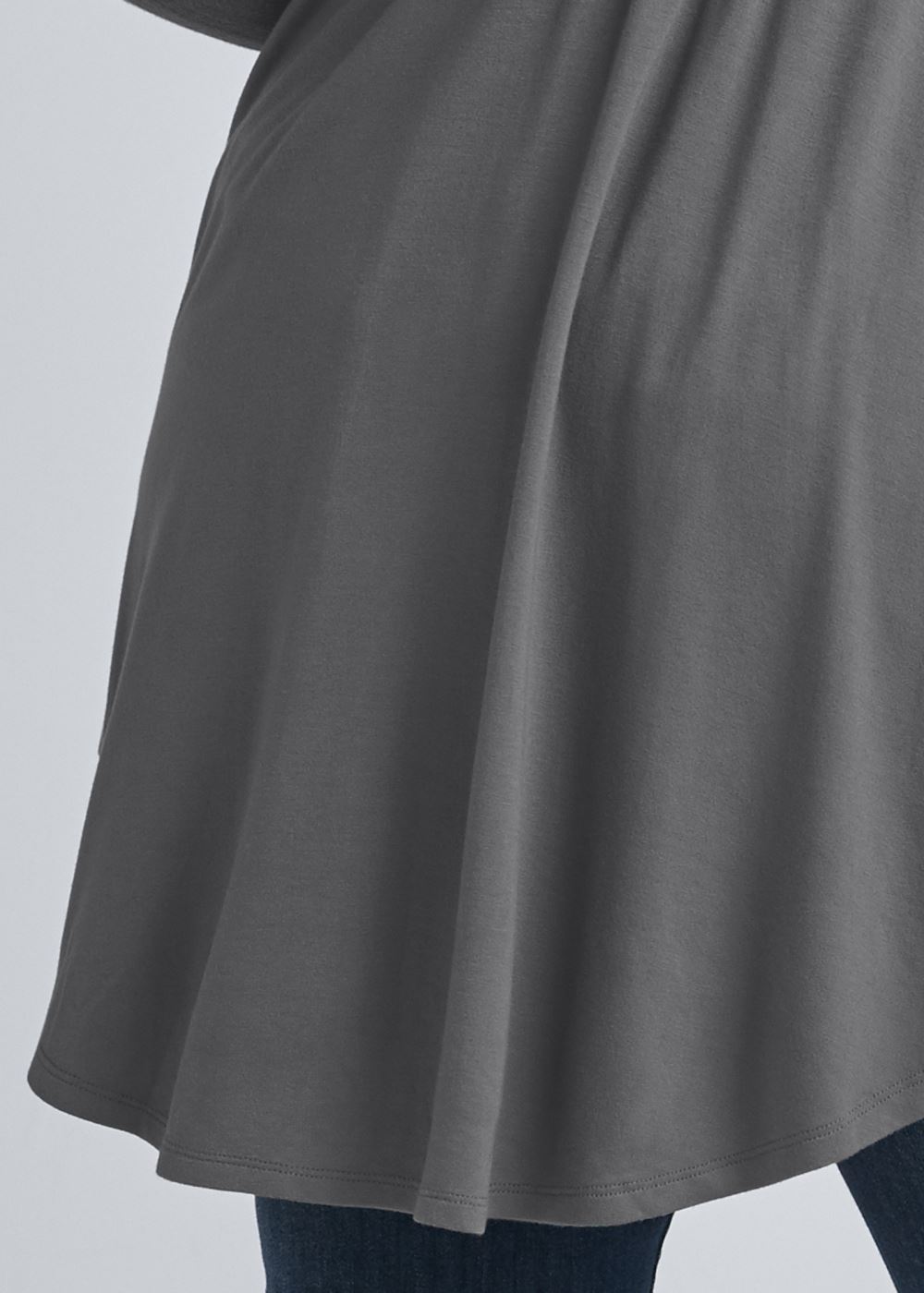 Venus Dark Grey High-low ribbed casual top