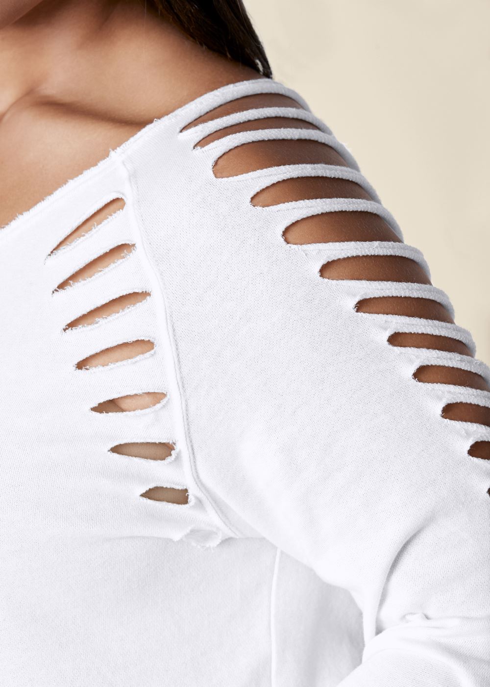 Venus Plus Size Slash Detail Sweatshirt in White