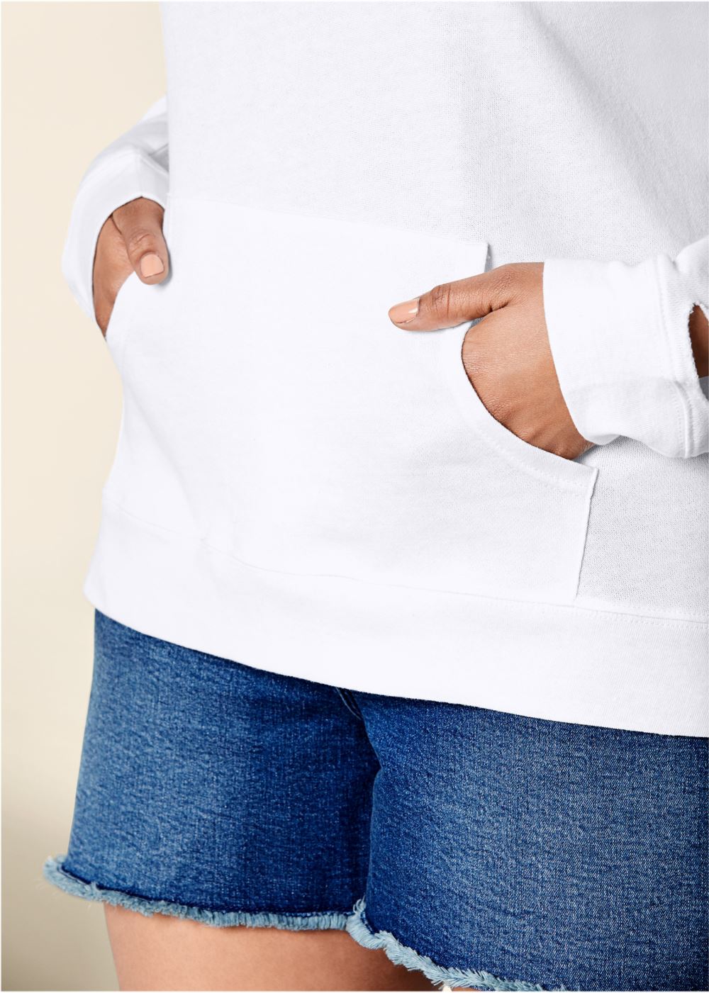 Venus Plus Size Slash Detail Sweatshirt in White