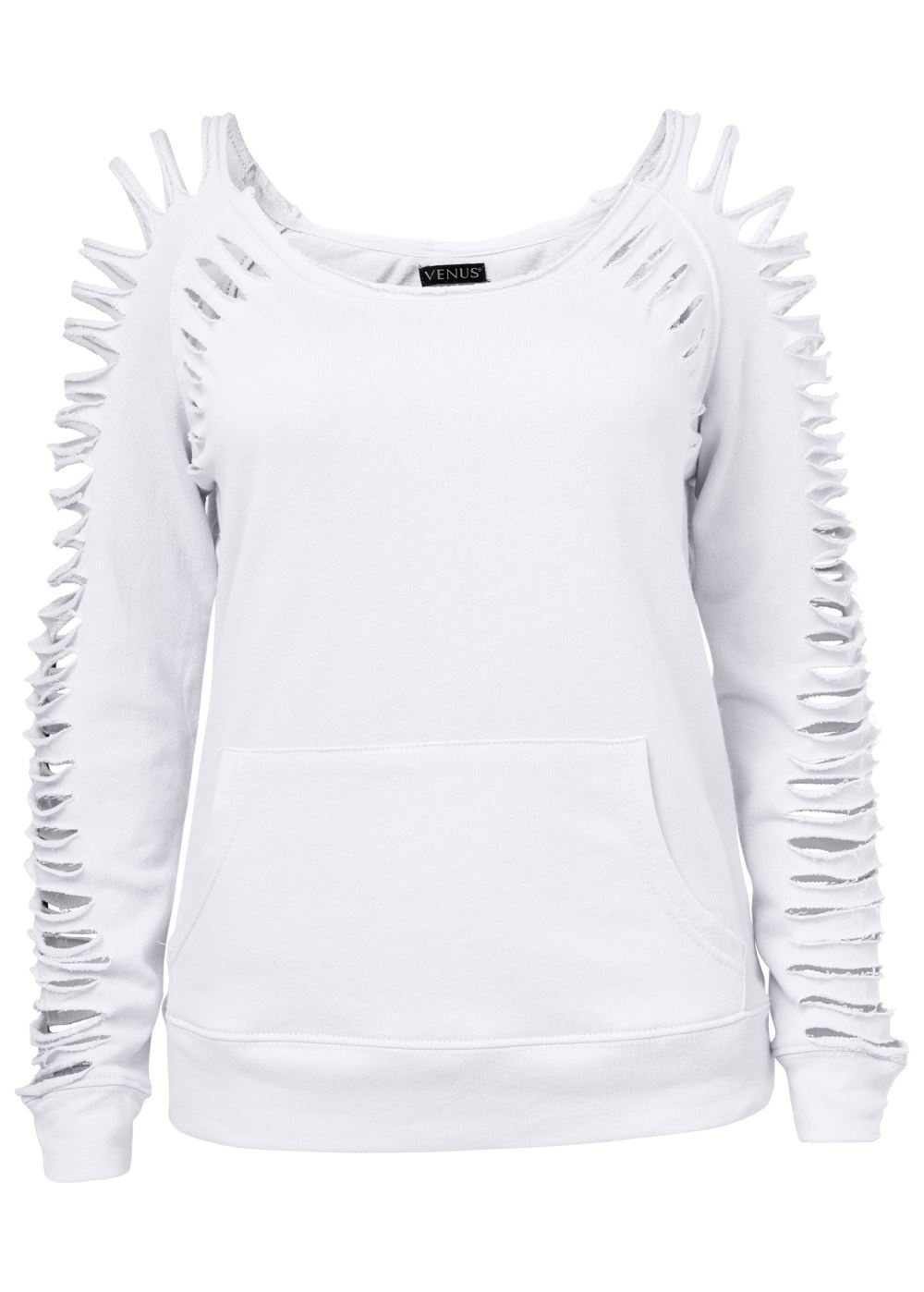 Venus Plus Size Slash Detail Sweatshirt in White
