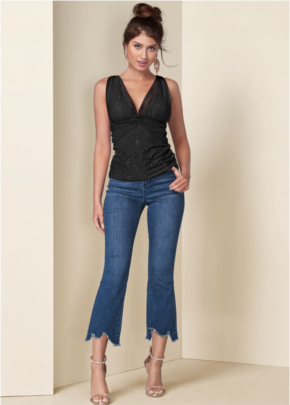 Venus Plus Size Mesh Overlay Lace Top