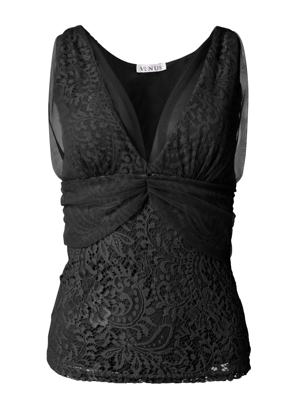 Venus Plus Size Mesh Overlay Lace Top