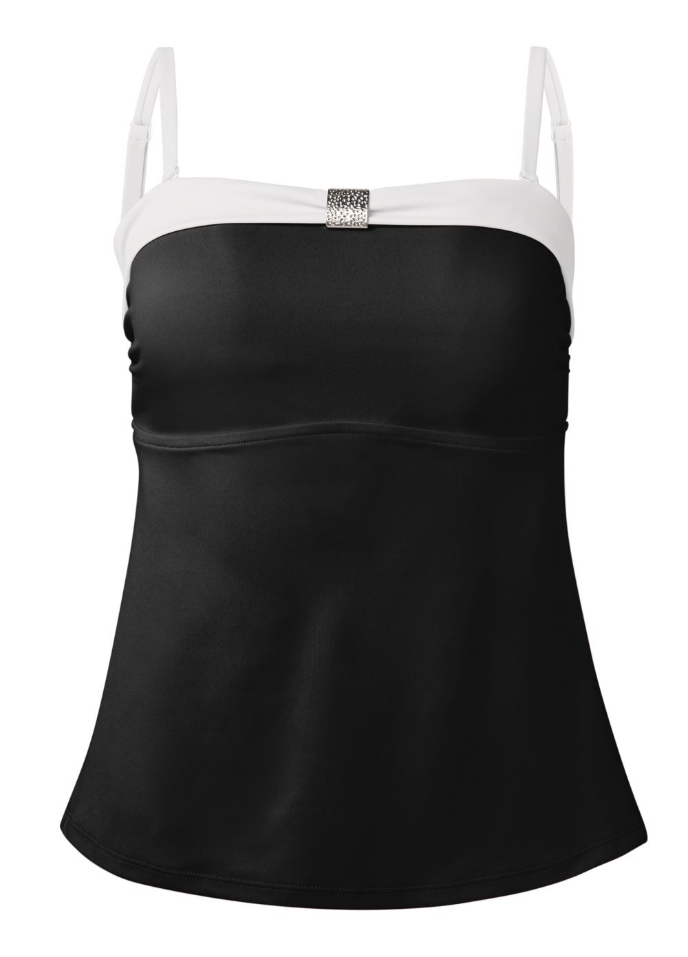Venus Plus Size Goddess Bandeau Tankini Top Bikini - Black And White