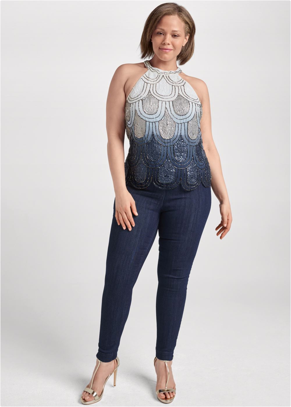 Venus Plus Size Embellished Ombre Top