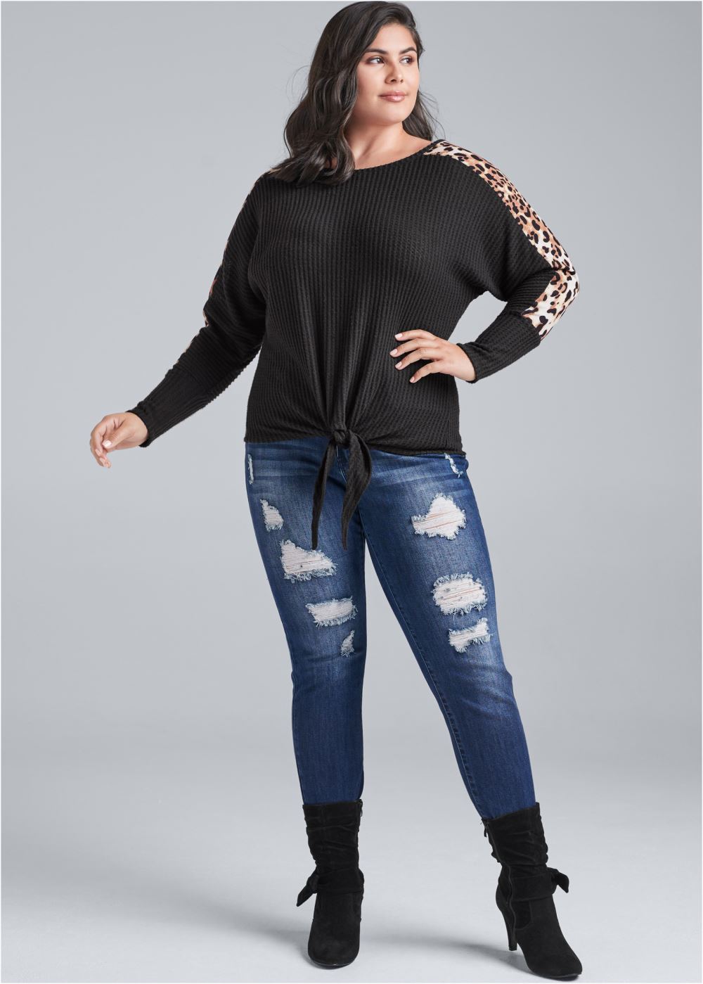 Venus Plus Size Print Stripe Lounge Top