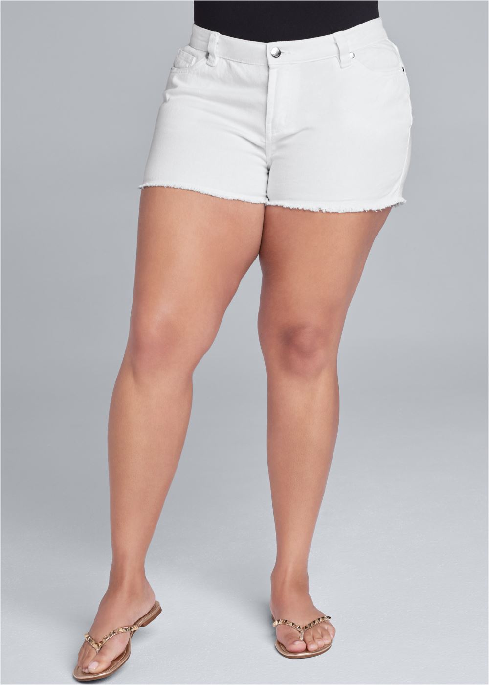 Venus Plus Size Cutoff Jean Shorts - White