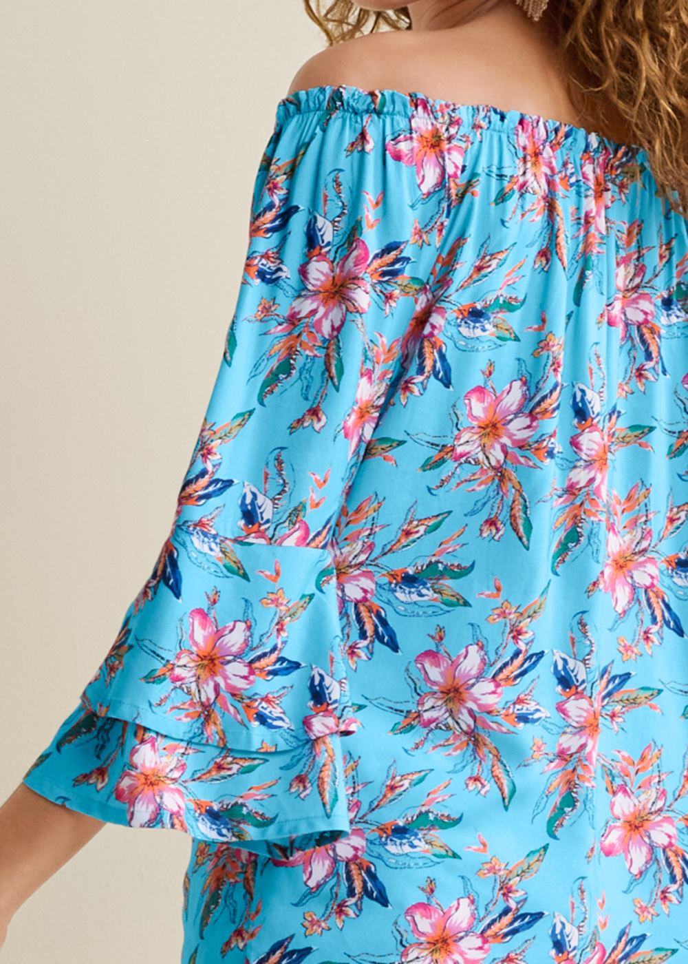 Venus Plus Size Off-The-Shoulder Printed Top