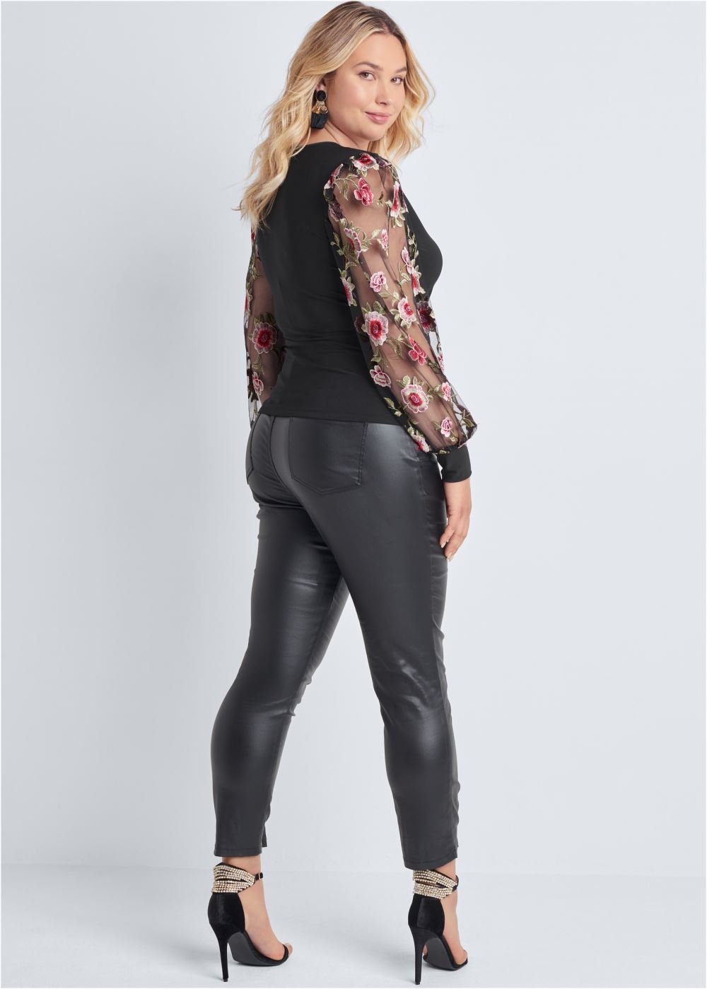 Venus Plus Size Embroidered Sleeve Top