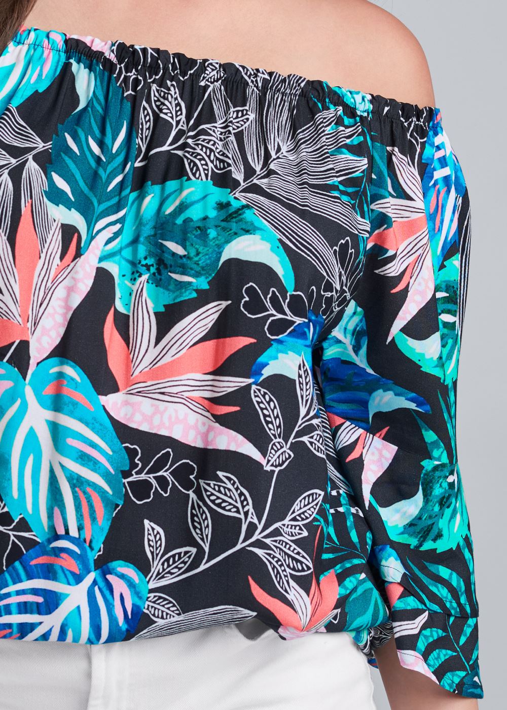 Venus Plus Size Off-Shoulder Printed Top