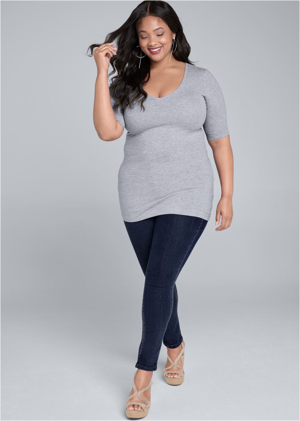 Venus Plus Size Long And Lean V-Neck Tee