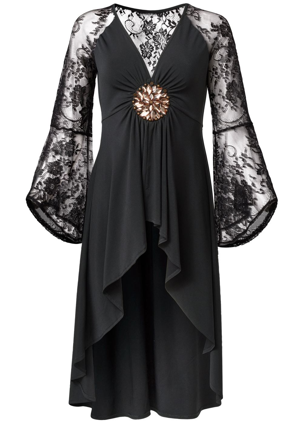 Venus Plus Size Embellished Lace Sleeve Top