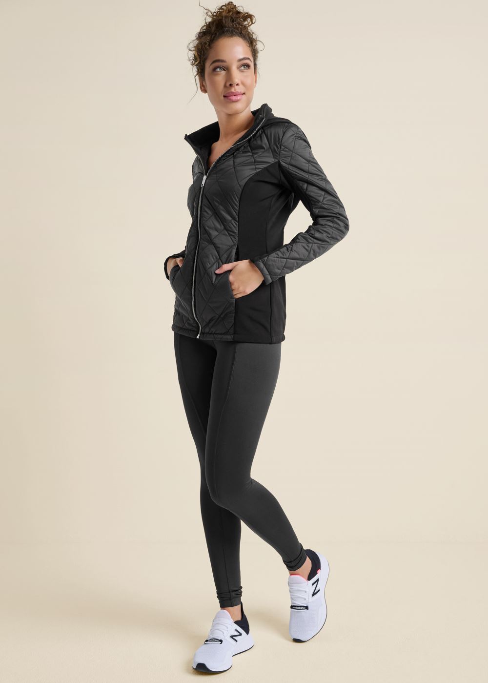 Venus Plus Size Quilted Puffer Jacket in Black
