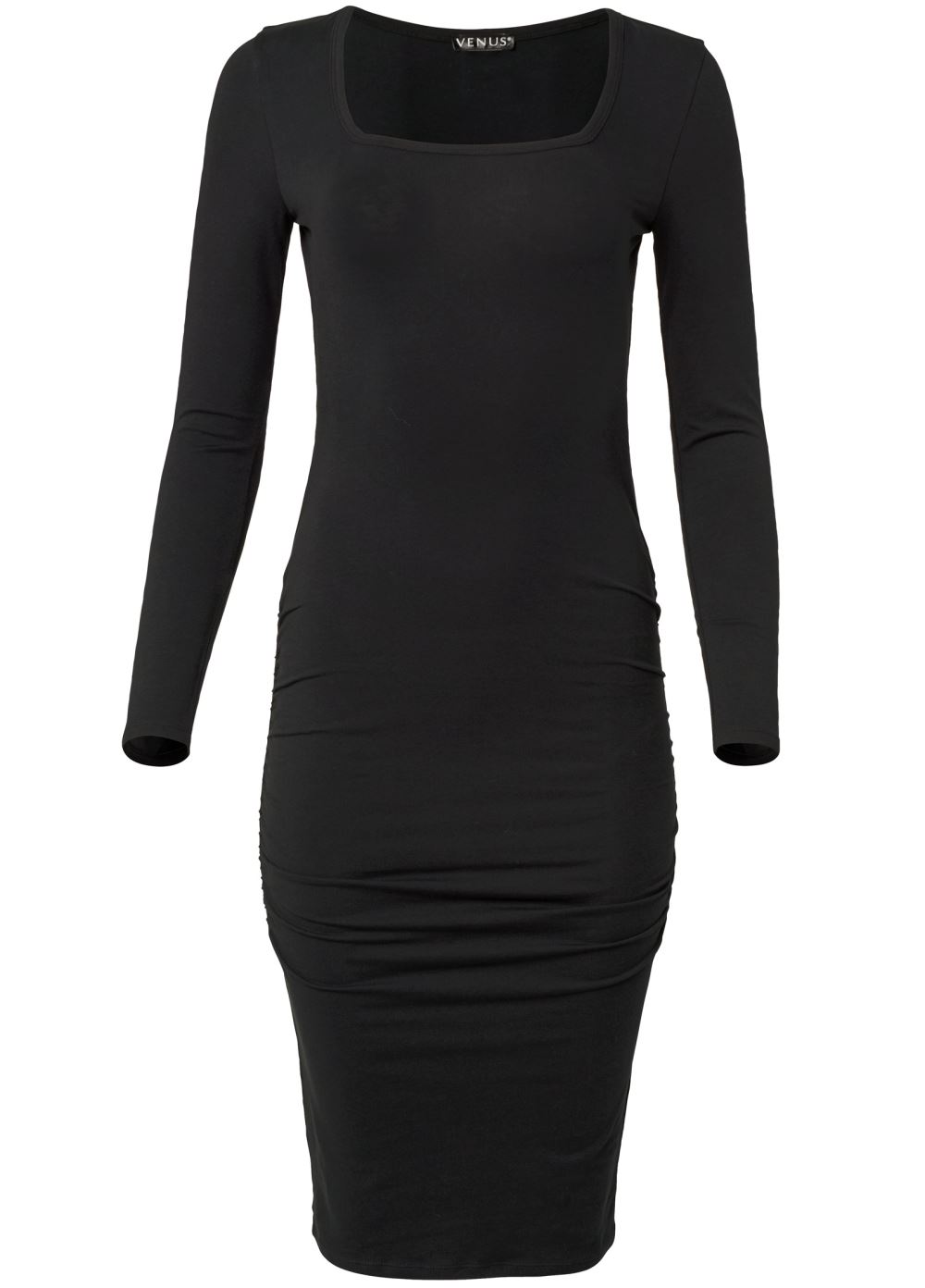 Venus Plus Size Ruched Long Sleeve Dress