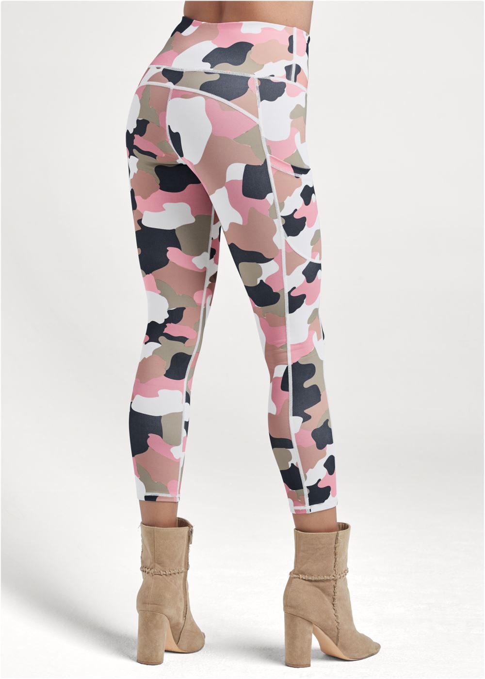 Venus Plus Size Pocket Capri Active Leggings in Brown Multi