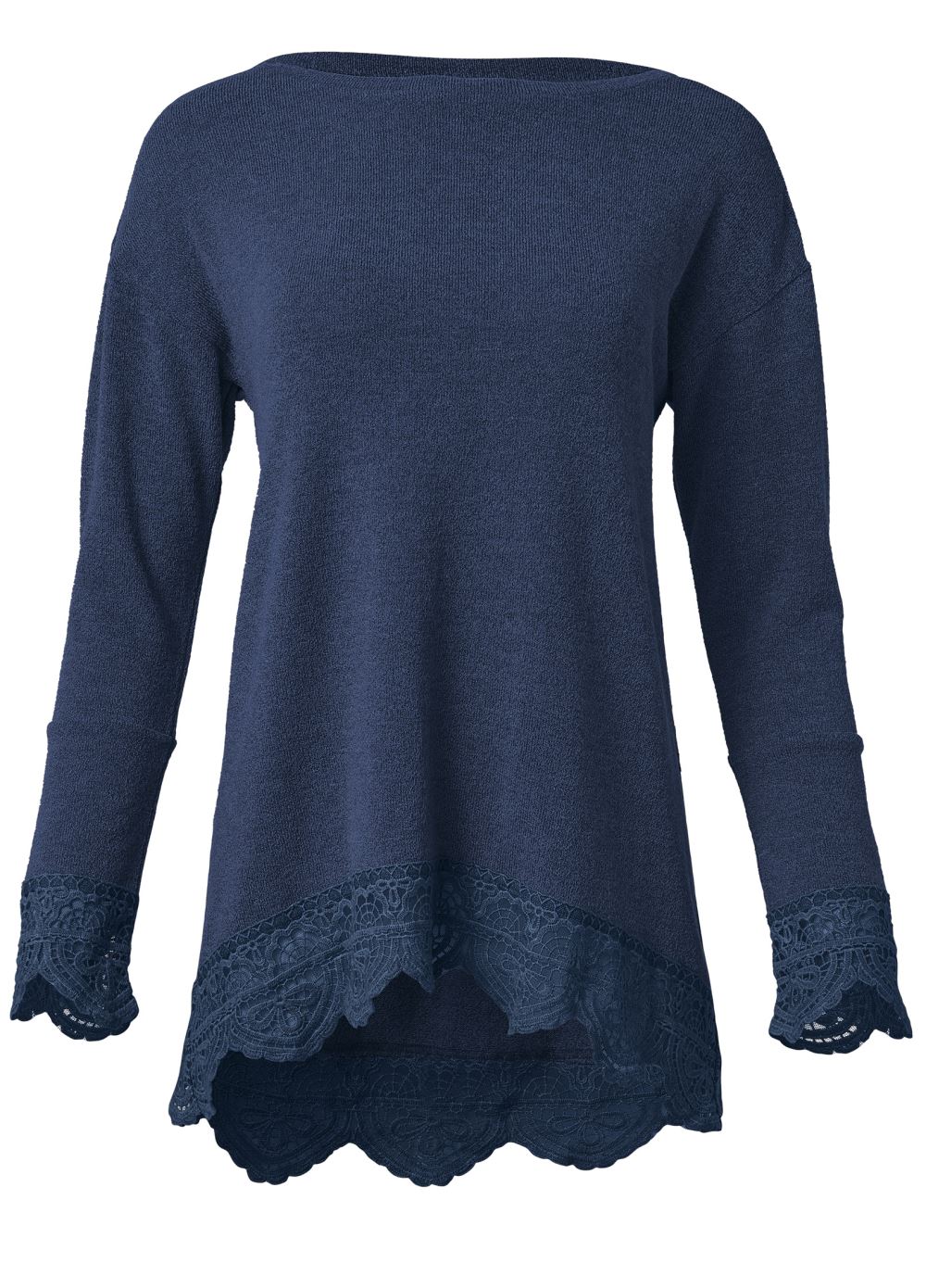Venus Plus Size Lace Trim Cozy Knit Top