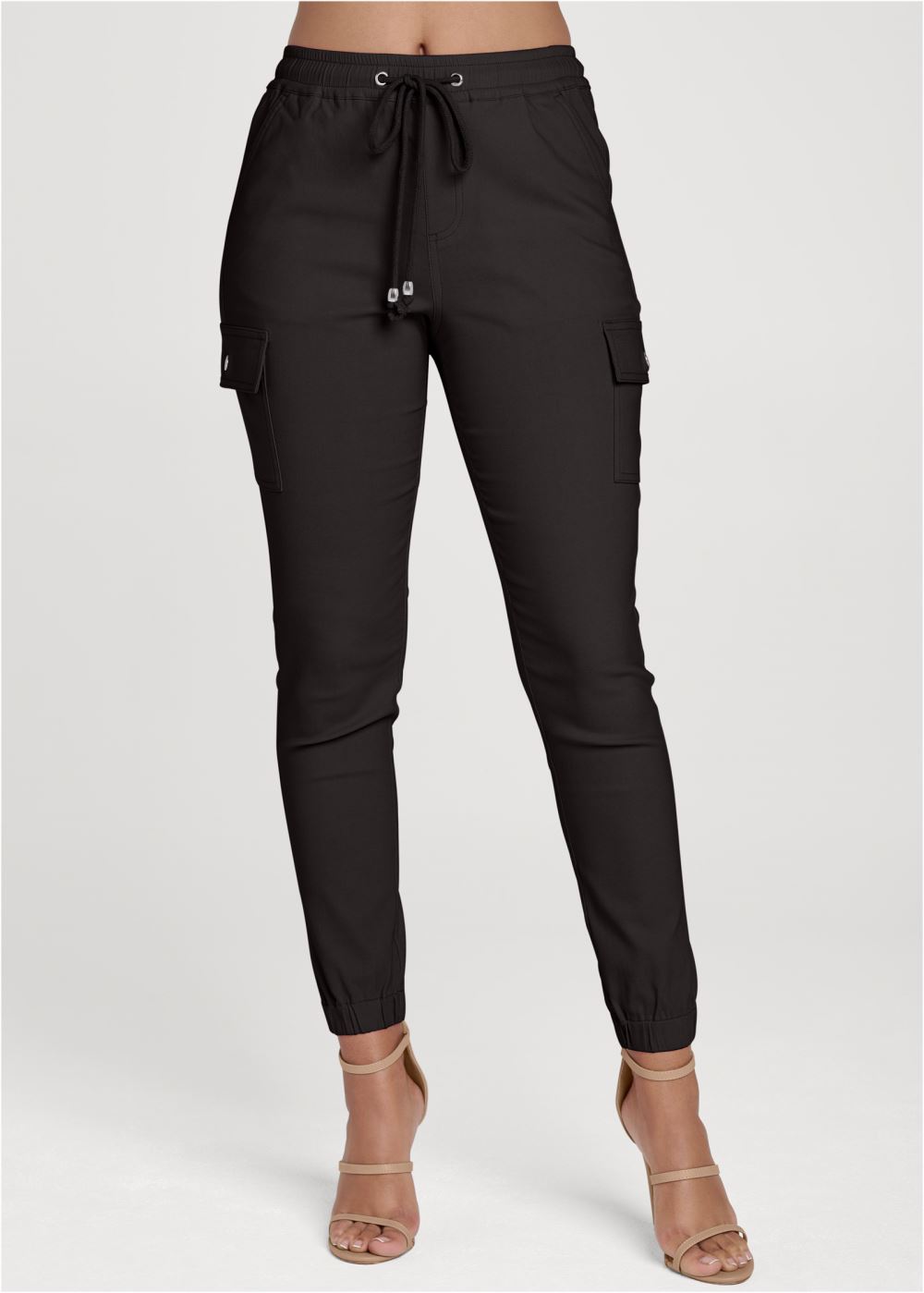 Venus Black CASUAL PULL-ON CARGO PANTS
