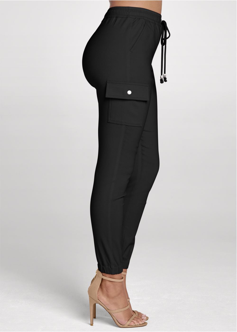 Venus Black CASUAL PULL-ON CARGO PANTS