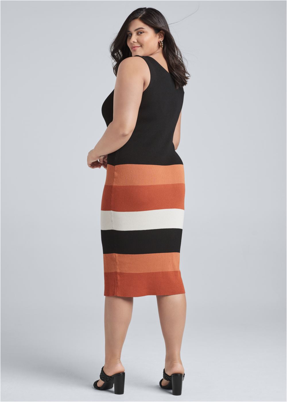 Venus Orange Multi COLOR BLOCK SWEATER DRESS