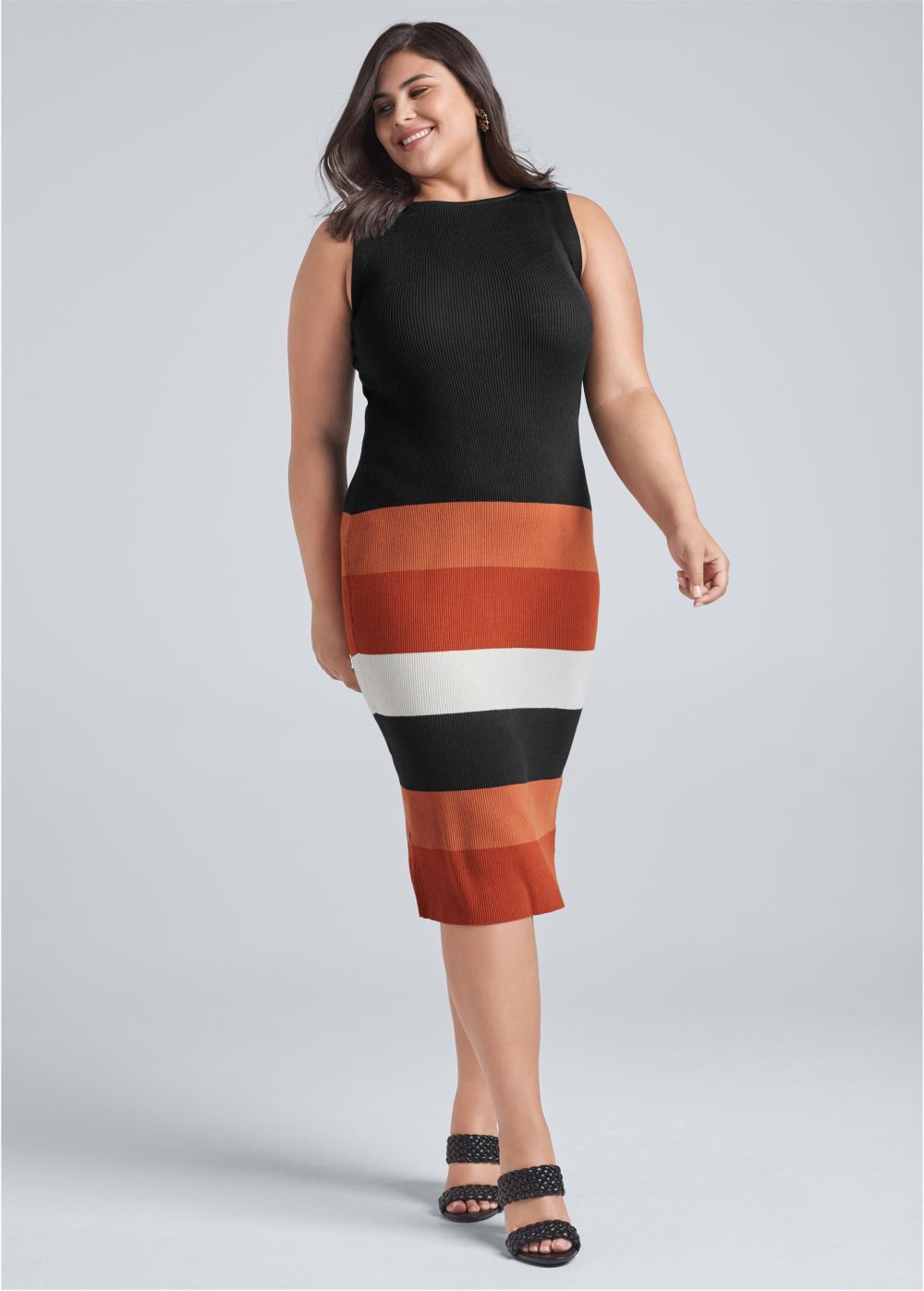 Venus Orange Multi COLOR BLOCK SWEATER DRESS