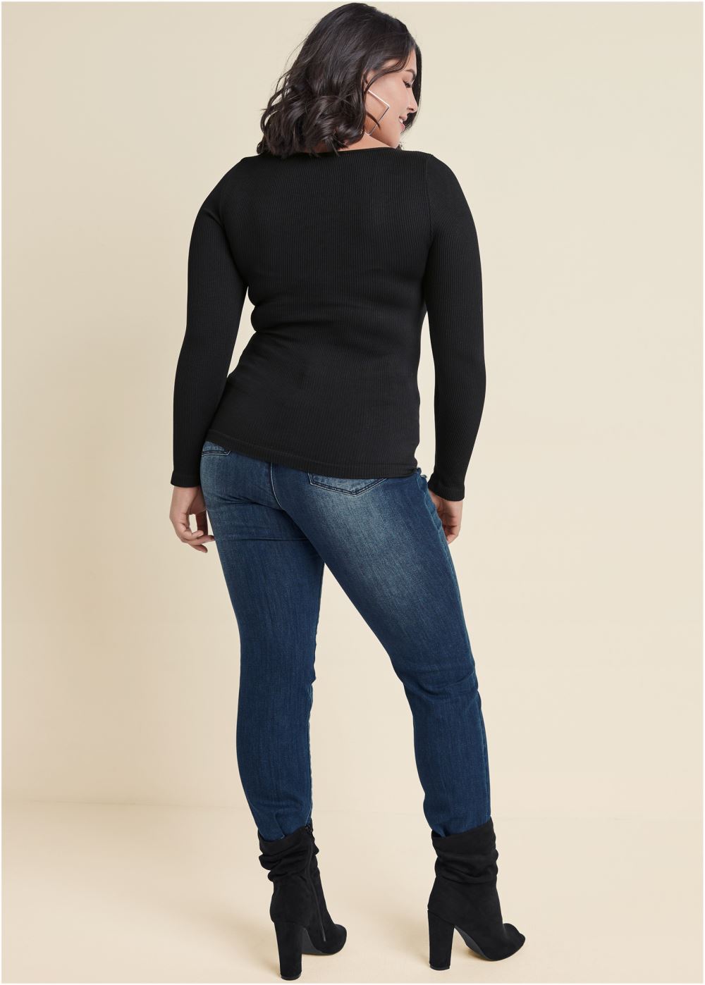 Venus Plus Size Ribbed Mesh Seamless Top