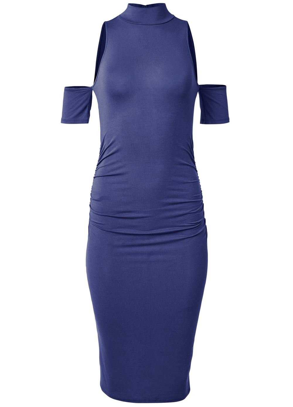 Venus Navy COLD-SHOULDER MIDI DRESS