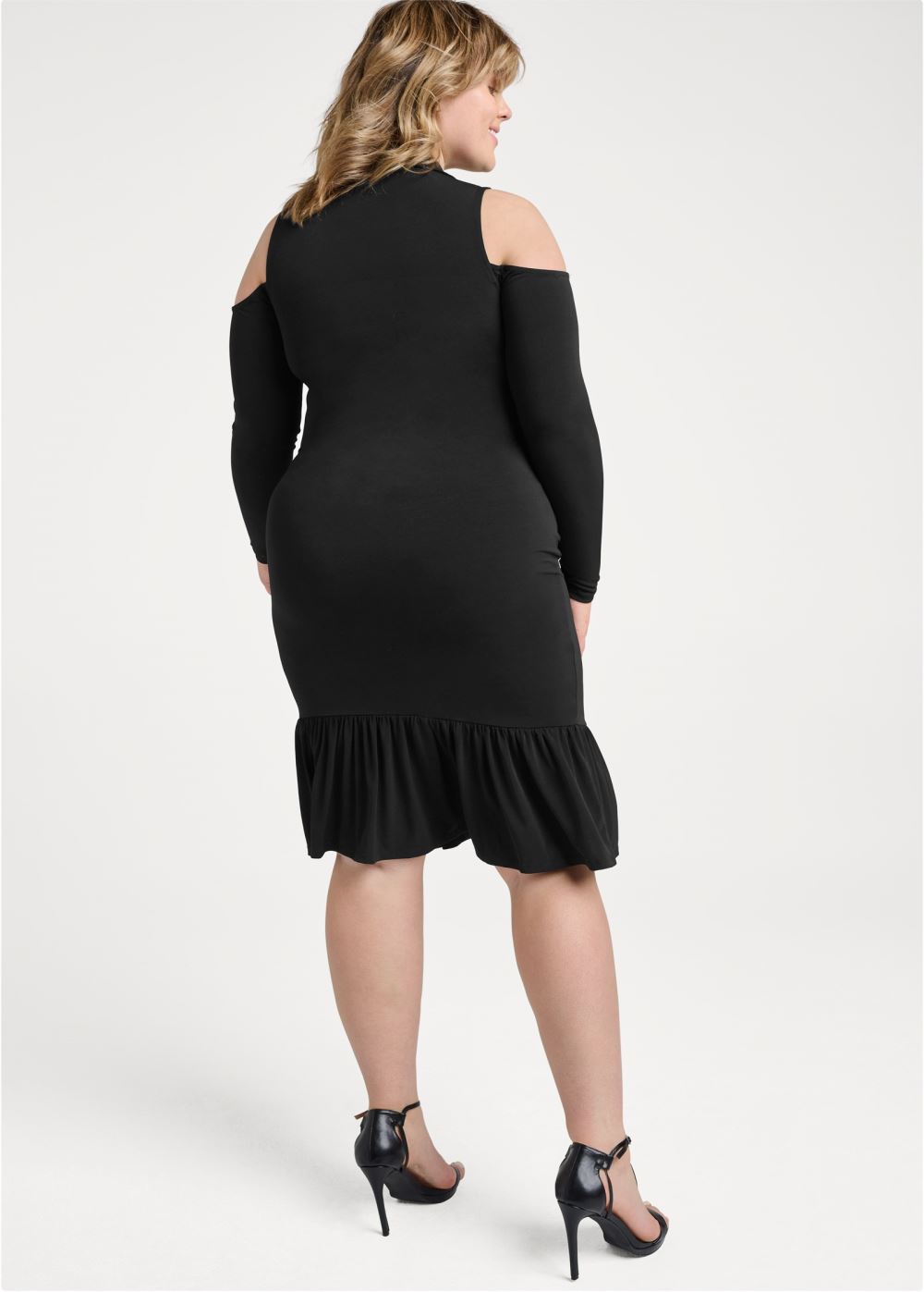 Venus Plus Size Cold-Shoulder Button-Front Dress