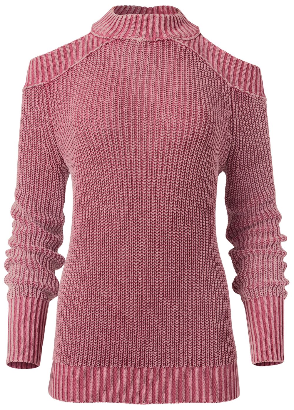 Venus Plus Size Cold-Shoulder Mock-Neck Top in Pink