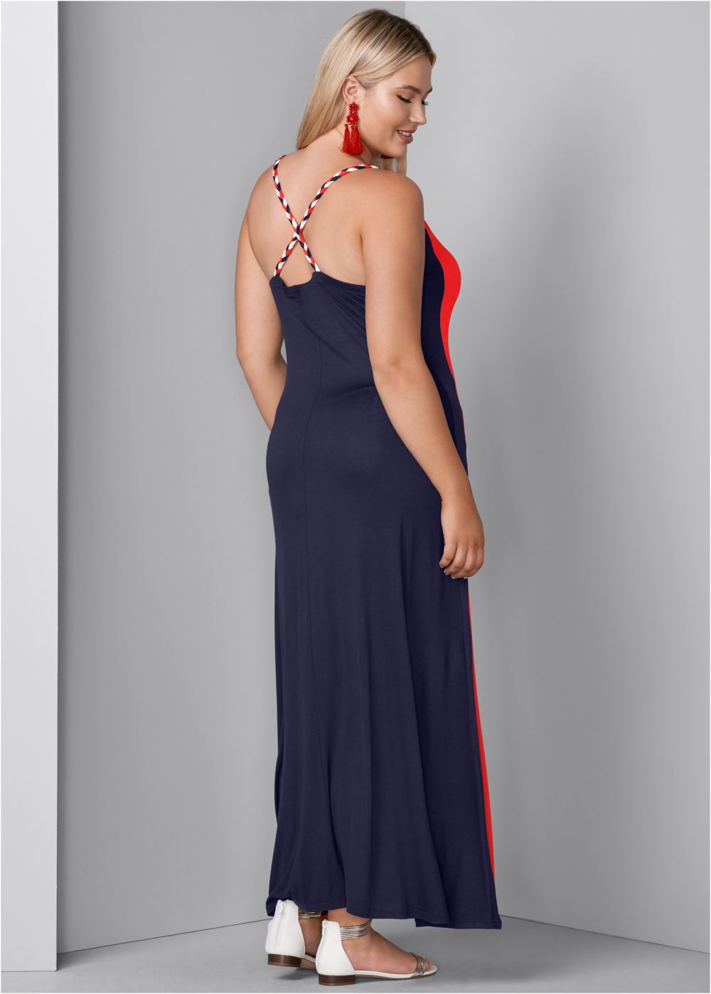 Venus Plus Size Color Block Maxi Dress
