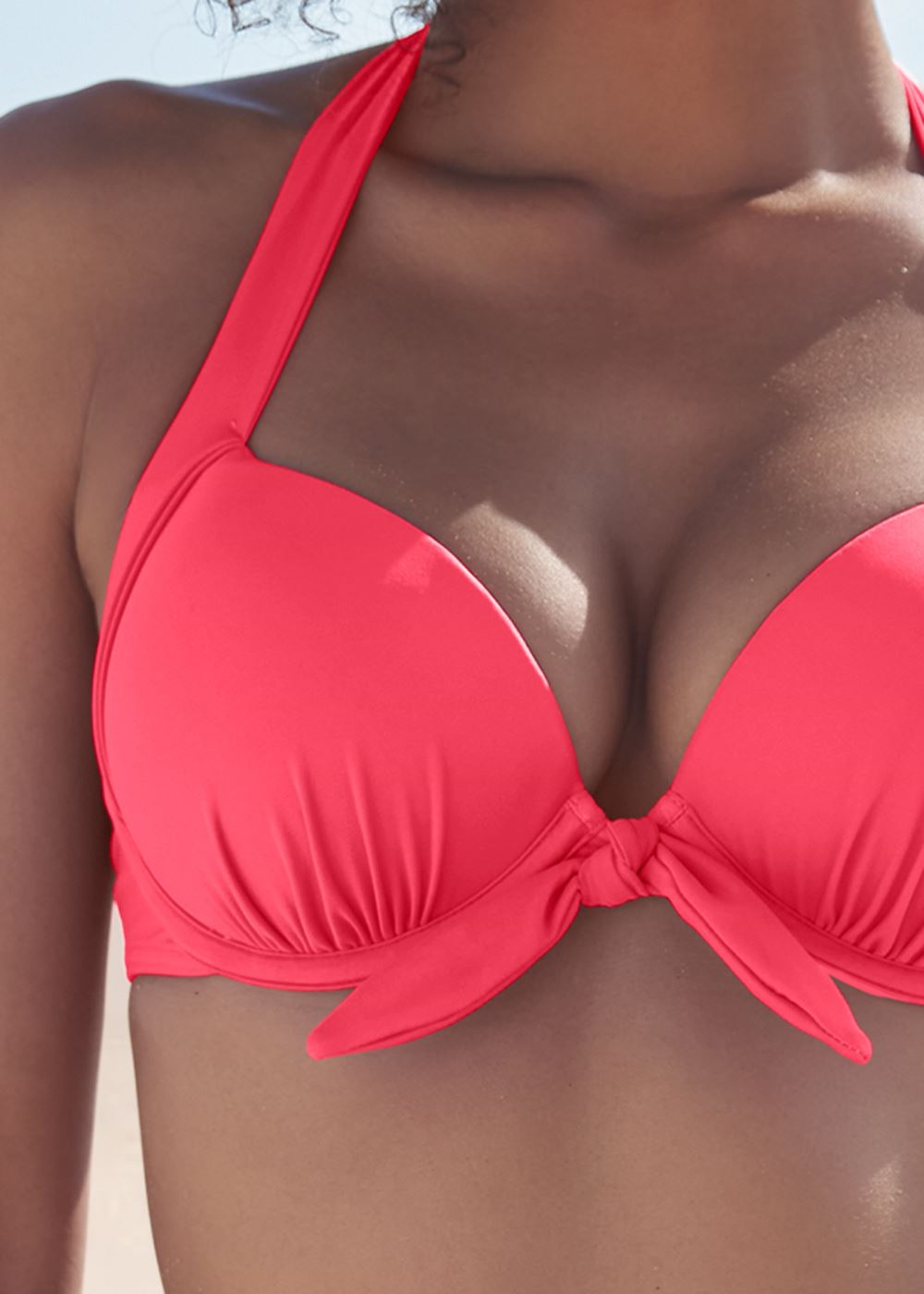Venus Plus Size Enhancer Halter Top Bikini - Sunset Pink