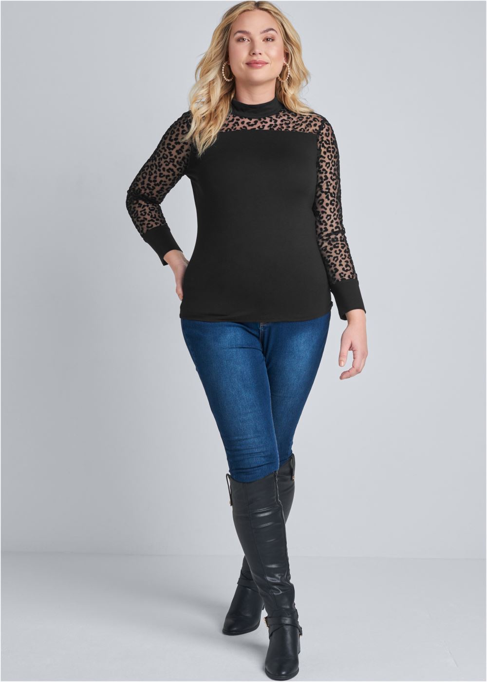 Venus Plus Size Mesh Detail Top