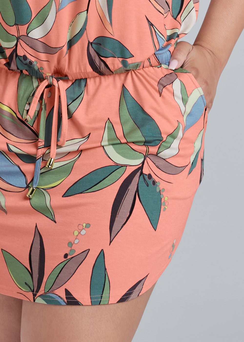 Venus Plus Size Zip Detail Printed Dress