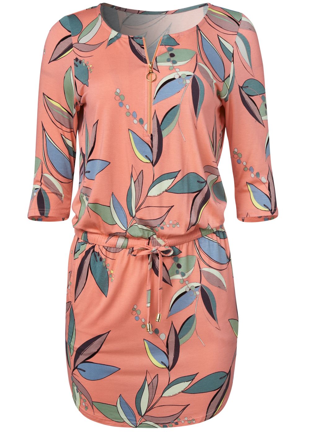 Venus Plus Size Zip Detail Printed Dress
