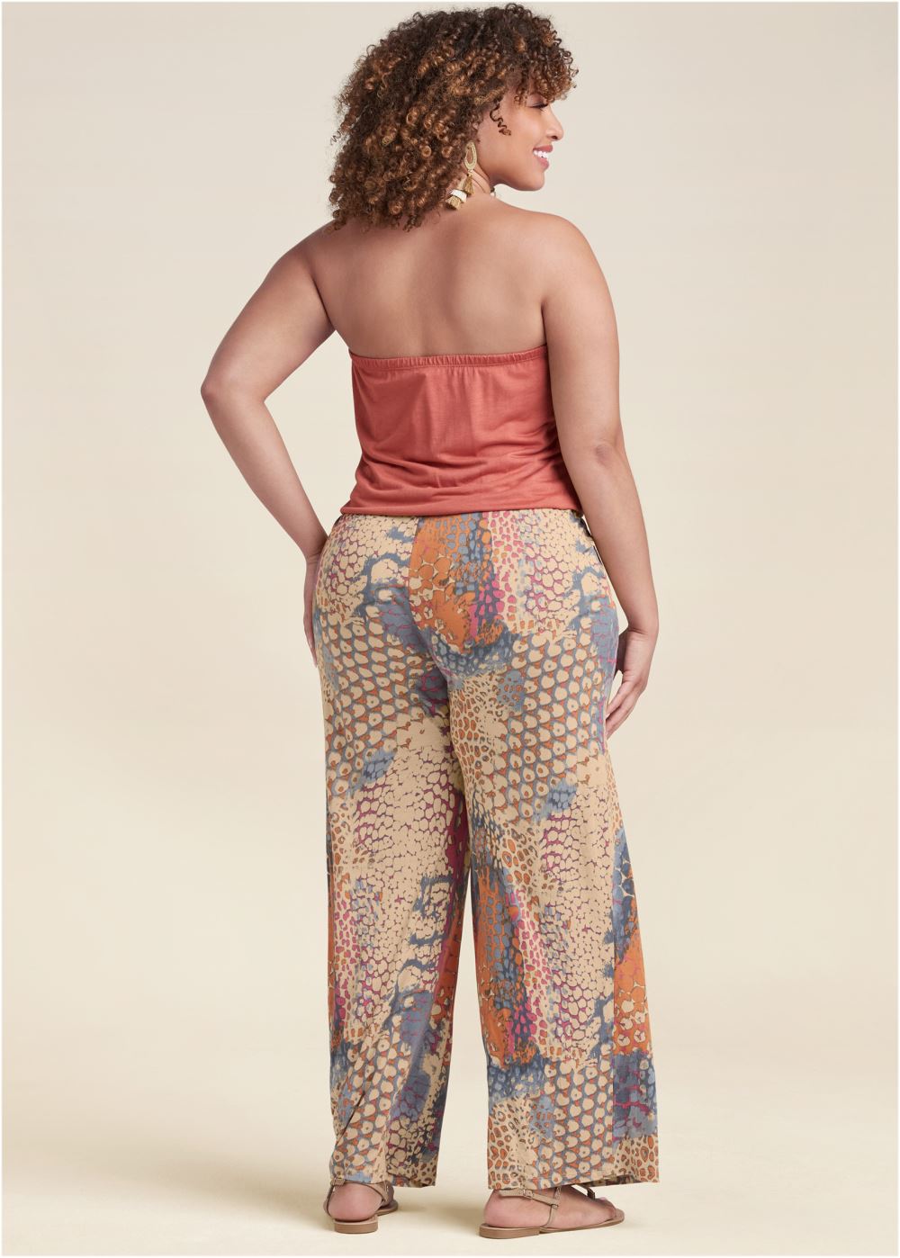 Venus Plus Size Abstract Mirage Jumpsuit in Orange Multi