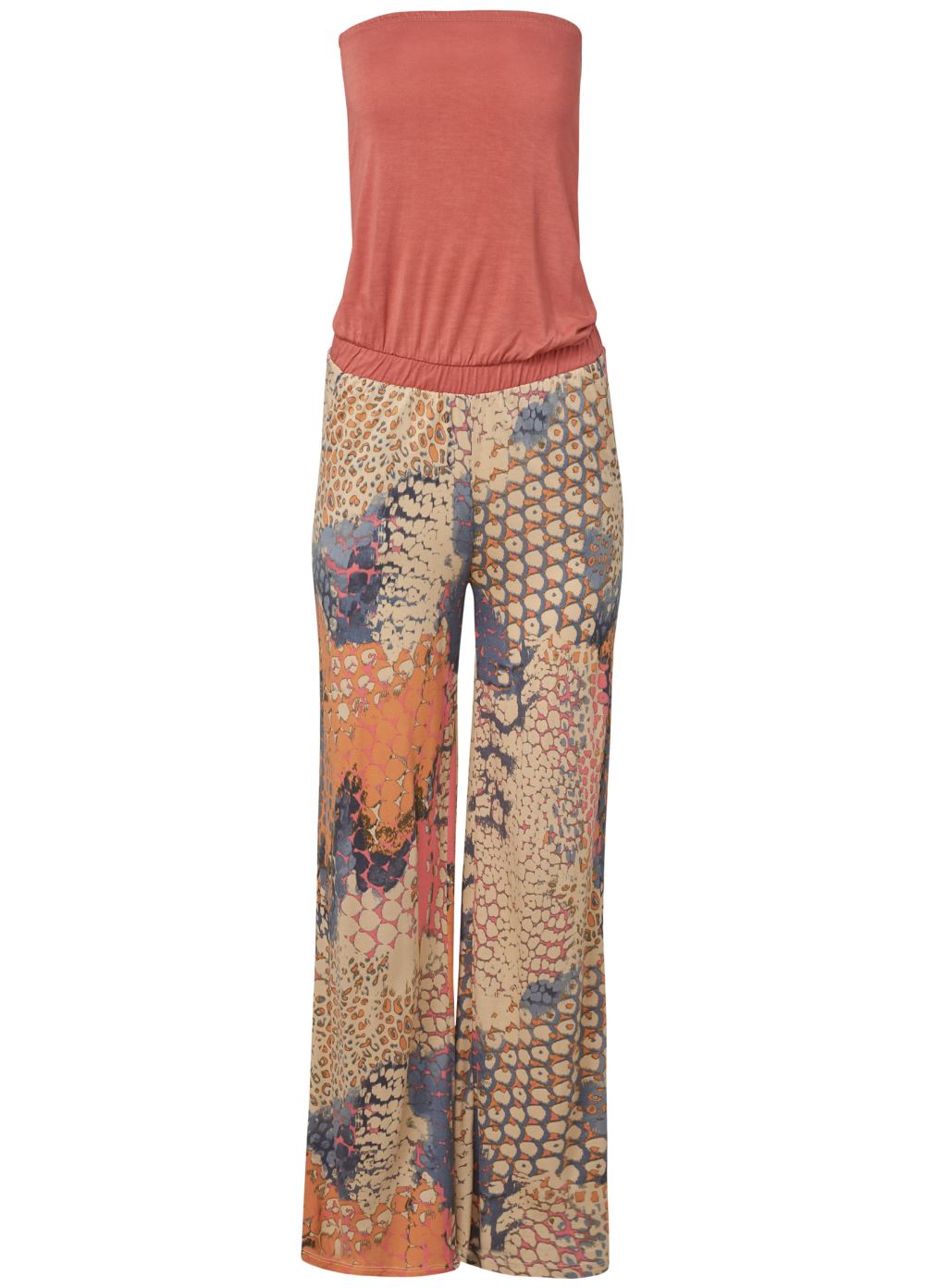 Venus Plus Size Abstract Mirage Jumpsuit in Orange Multi