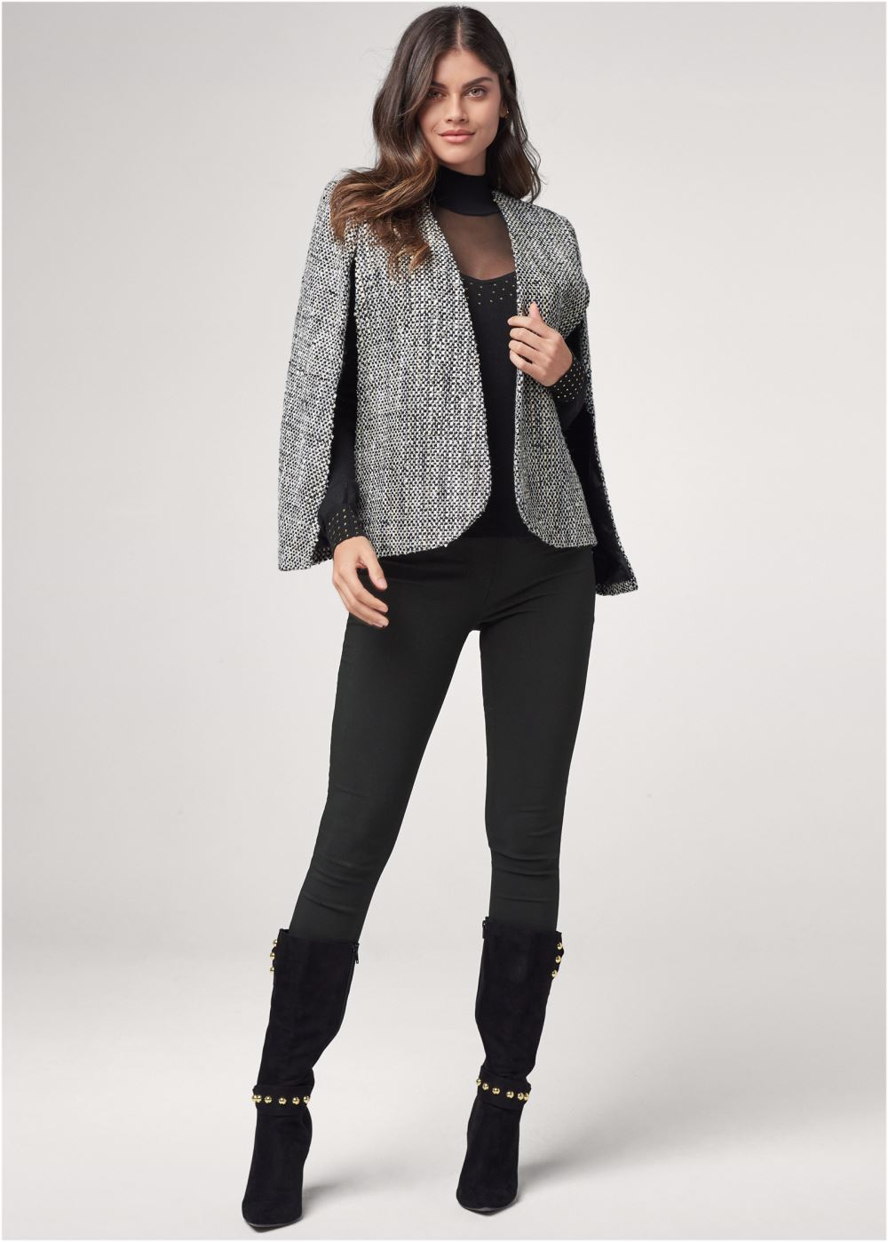 Venus Tweed Cape With Lurex in Black Multi