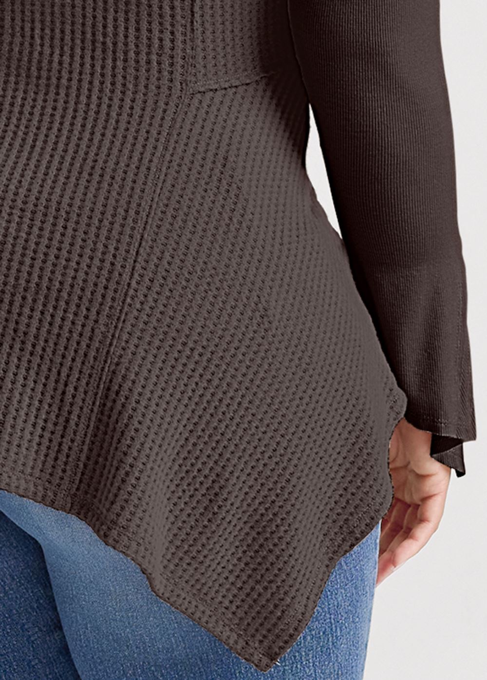 Venus Plus Size Casual Waffle Knit Handkerchief Top