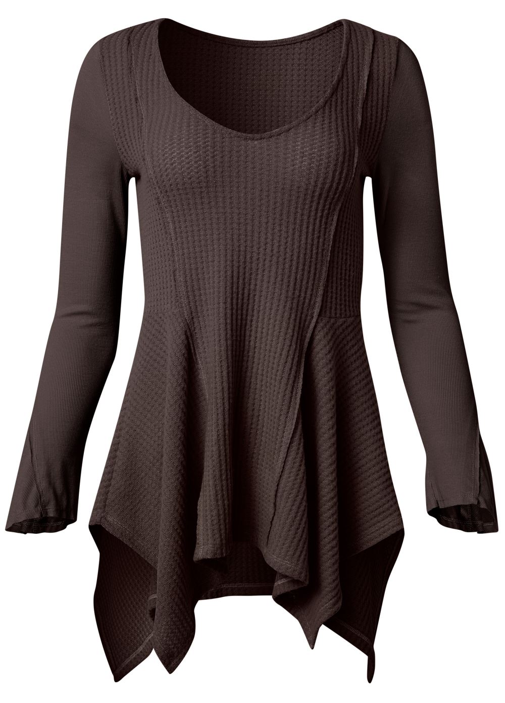 Venus Plus Size Casual Waffle Knit Handkerchief Top